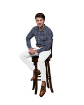 BLUE WITH OCEAN WHITE CHECKS COTTON SHIRT